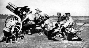 Russian Howitzer at practice fire, First World War