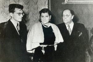 Russian Composer Dmitri Shostakovich, Singer Maria Maksakova and Writer Aleksey Tolstoy by Unbekannt