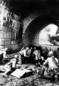 Russian Soldiers in Action Near Riga, Latvia, 1944 by Unbekannt
