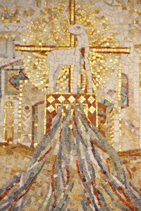 Saint-Maurice abbey basilica, Mosaic: The lamb of God and 7 canals symbolising creation, Saint-Maurice, Switzerland