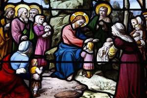 Saint Aignan Church: Jesus blessing the children, Chartres, France by Unbekannt