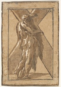 Saint Andrew Standing in Profile Holding a Large Cross from a Series of Twelve Apostles by Unbekannt