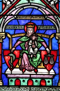 Saint Fargeau Church, Stained Glass Window, Virgin Mary and the Infant Jesus by Unbekannt