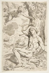 Saint Sebastian Pierced with Arrows and Tied to a Tree (copy after Cantarini) by Unbekannt