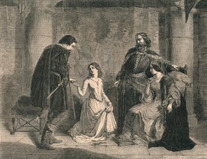 Scene from Hamlet - King, Ophelia, and Laertes, 1852