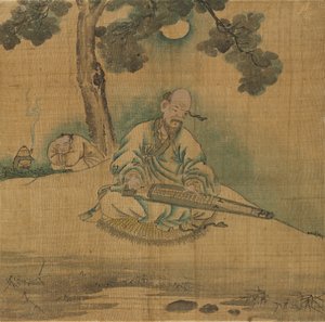 Scholar Playing a Qin