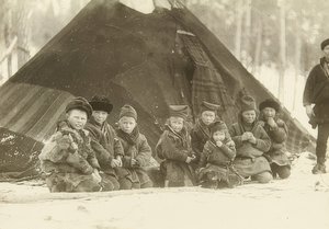 Sweden. Lapp Children in Front of a Tent. Around 1900 by Unbekannt