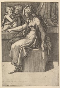 Seated Woman with Two Children by Unbekannt