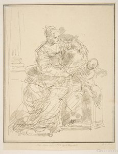 Seated woman with a putto, 1775 by Unbekannt
