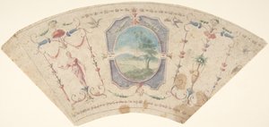 Semi-Circular Design with Grotesques and a Central Medallion containing a Landscape by Unbekannt