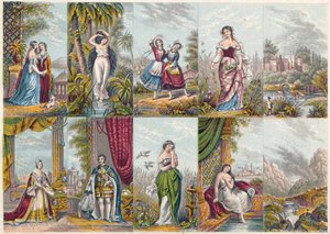 Series of views and figures, including a portrait of Queen Victoria and Prince Albert, 1851 by Unbekannt