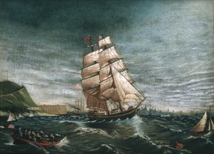 Ship in New York Harbor by Unbekannt