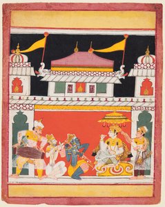 Shri Raga, from a Ragamala series, Three Musicians Perform Before a Noble, c. 1650