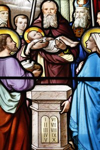 Shrine of Our Lady of La Salette Stained Glass Window Presentation of Jesus at the Temple, La Salette, France