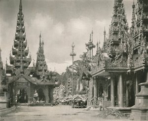Shrine of the Great Bell at the Shwe Dagon Pagoda, Rangoon, 1900