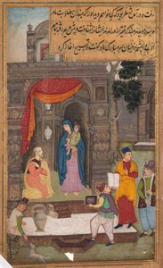 Simeon Kneels in Front of Mary and Jesus After Recognizing Them, from a Mirror of Holiness