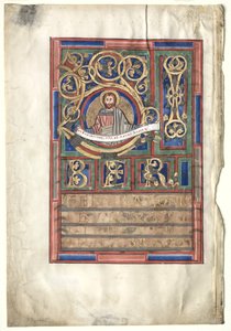 Single Leaf Excised from a Gospel Book with Initial L[iber generationis]: St. Matthew verso by Unbekannt