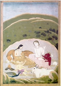 Siva and Parvati with Their Children, Ganesh and Karttikgya on Mount Kailash