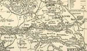 Sketch Map of the Valley of the Aisne above Soissons, 1914 by Unbekannt