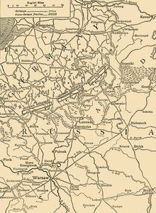 Sketch Map to Illustrate the German Attack North of Warsaw in February, 1915 by Unbekannt
