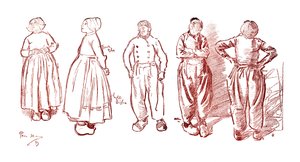 Sketches in Volendam, Holland by Unbekannt