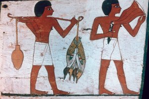 Slaves Carrying Offerings to Osiris, Sarcophagus of The Lady of Madja