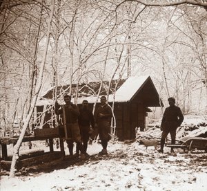 Soldiers in the snow, Forêt de la Reine, France
