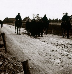Soldiers on a road, c1914-c1918