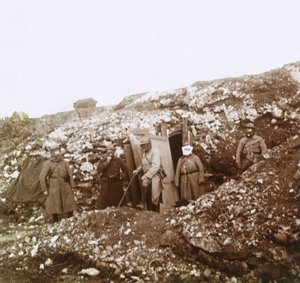 Soldiers wearing gas masks