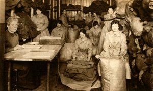 Sorting uniforms at the WAAC clothing store, First World War