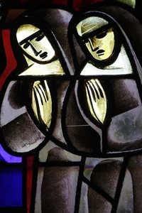 Stained glass in Notre-Dame-de-la-Trinite church, Nuns, Blois, France