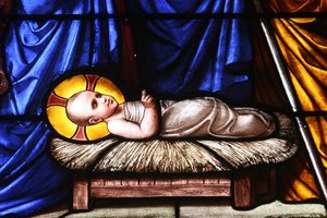 Stained glass window: Nativity, Geneva, Switzerland