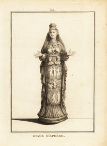 Statue of Diana of Ephesus, Artemis of Ephesus, with bare breasts and body encased in a decorated pillar by Unbekannt