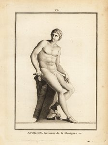 Statue of the Roman god Apollo, inventor of music, seated nude