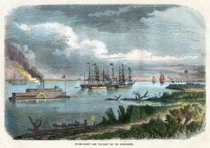 Steam-packet and tug-boat on the Mississippi, USA, c1875 by Unbekannt