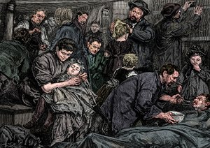 Steerage passengers on an Atlantic steamer bound for America by Unbekannt