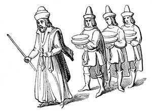 Steward and serving men, 15th century