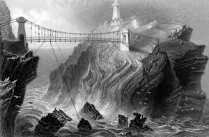 Suspension Bridge to the South Stack Lighthouse near Holyhead, Wales