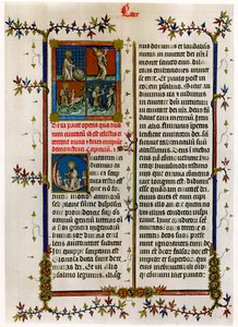 Text page with biblical scenes, late 14th century by Unbekannt