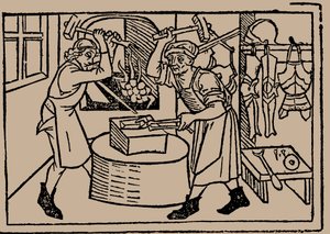 The Art of Blacksmithing (From Speculum Vitae Humanae by Rodericus Zamorensis, 1479) by Unbekannt