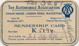 The Automobile Association: Membership card by Unbekannt