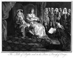 The Bill of Rights read to the Prince and Princess of Orange by Unbekannt