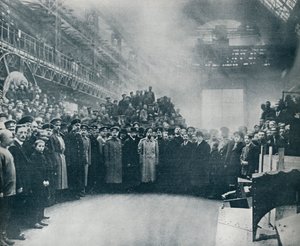 The Czar, taken among the workmen at the great Putiloff Munition and Engineering Works