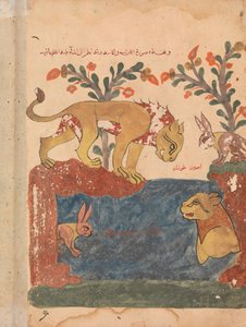 The Hare, the Lion, and the Well, Folio from a Kalila wa Dimna