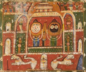 The Jagannatha Trio in the Shrine at Puri