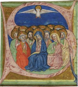 The Pentecost. Initial S from a manuscript Gradual, ca 1430