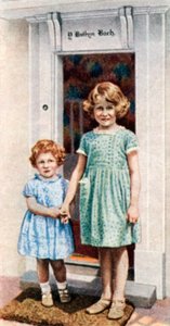 The Princesses Elizabeth and Margaret Rose at the Door of the Little House