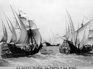 The Santa Maria, the Pinta and the Nina, 15th century by Unbekannt