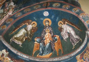 The Virgin Enthroned with Christ Emmanuel with Archangels Michael and Gabriel