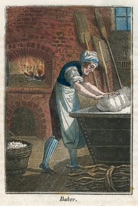 The Baker Kneading Dough on the Lid of a Flour Bin